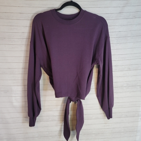 Athleta Tops - ATHLETA YOGA TIE BACK SWEATSHIRT IN AGATE PURPLE, SZ SMALL